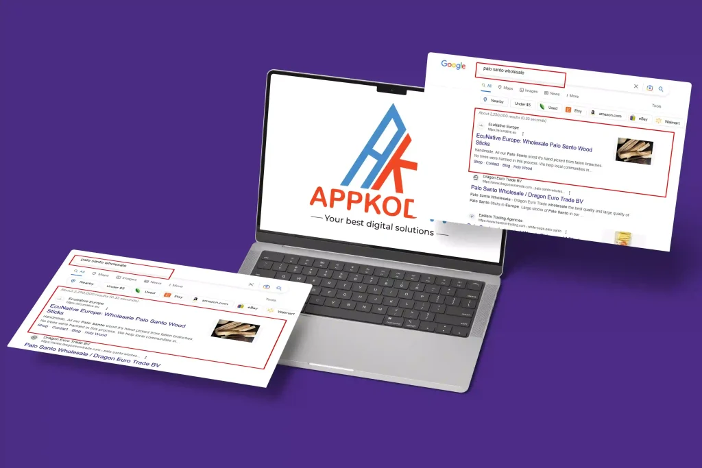 ecu native europe website google top ranking for palo santo wholesale keyword - website seo project screenshot - search engine optimization case study and portfolio
